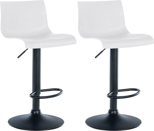 2er Set DELUKE Barhocker GEBEL höhenverstellbar mit Lehne und 360 Grad Drehung in Weiß, B/T/H: 39 x 36 x 84 cm - Bild 1