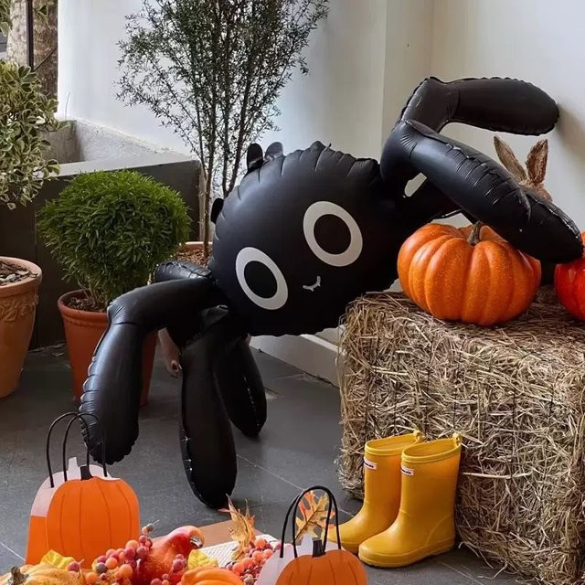 Danuyli Halloween Spinnen Aluminiumfolienballons in 4D 3D Design, Schwarze Cartoon Spinnen Ballons für Dekorationen - Bild 1
