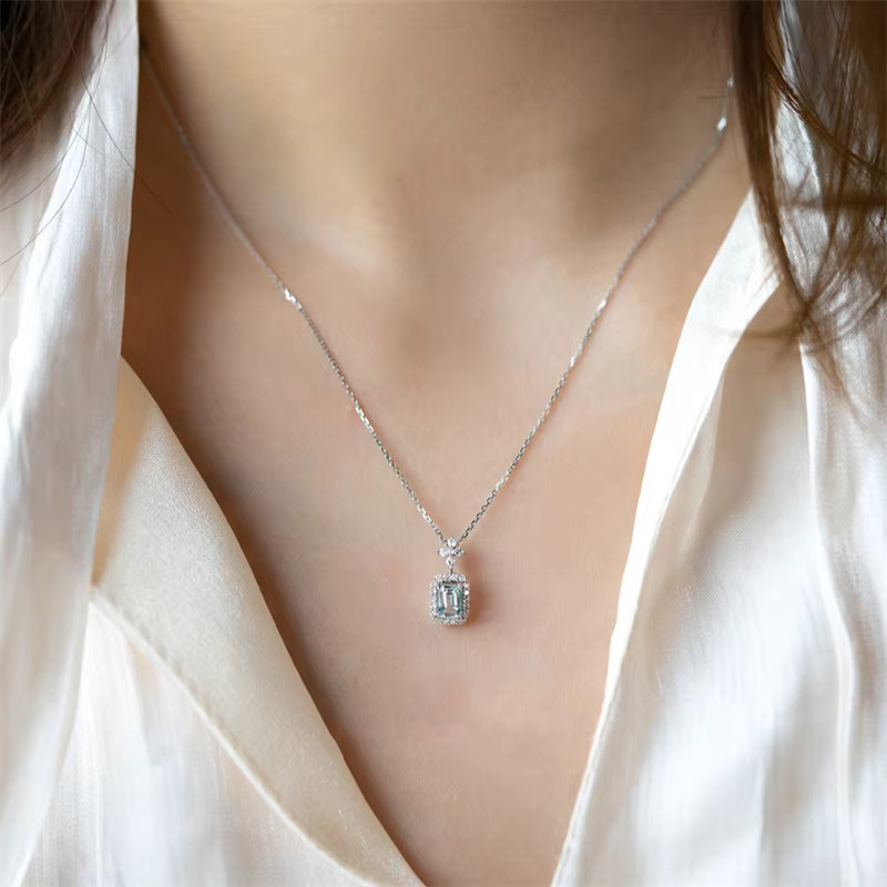 Huitan Halskette, Silber, hellblau Zirkonia, Damen - Bild 4