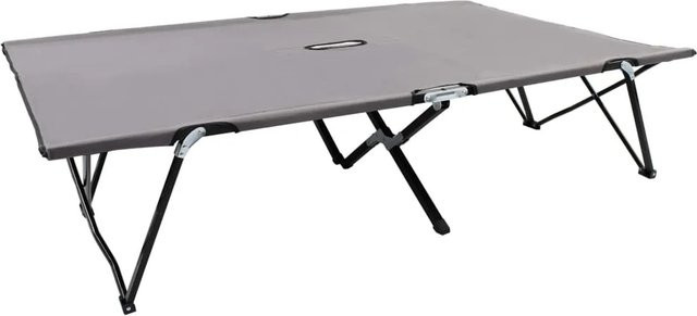 vidaXL Doppelliege klappbar Grau aus Stahl und Polyestergewebe B/T/H: 193 x 125 x 40 cm - Bild 1