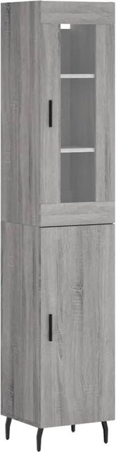 vidaXL Highboard Grau Sonoma mit Glastüren aus Holzwerkstoff und Metall, B/T/H: 34,5 x 34 x 180 cm - Bild 1