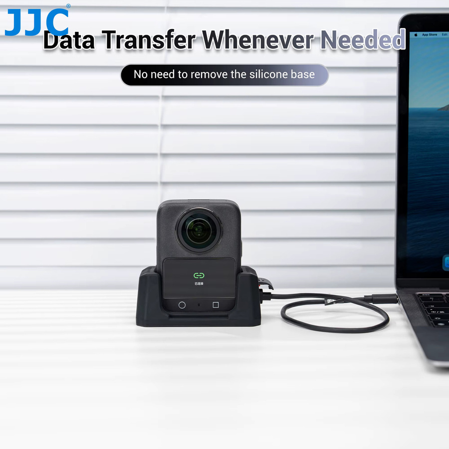 JJC Silikon-Standfuß für DJI Osmo 360 in Schwarz, rutschfester Desktop-Tischständer und Autohalterung - Bild 5