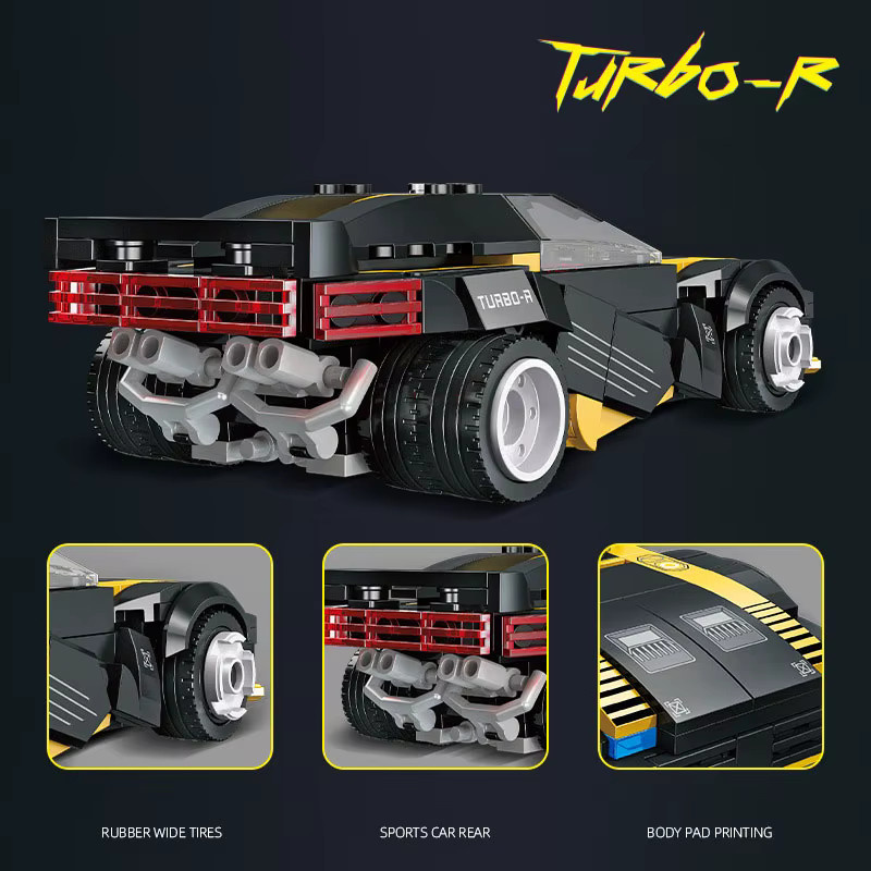 Xturboman Cyberpunk 2077 Turbo-R 740 Super Sportwagen, Spielfahrzeug, Ziegelmodell - Bild 3