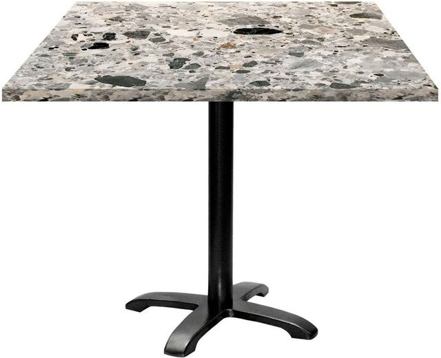RestooTab Tisch Bazila quadratisch in Grau/Terrazzo mit schwarzem Gestell, B/T/H: 90 x 90 x 74 cm - Bild 1