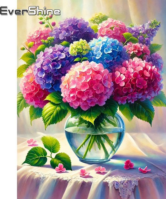 Evershine Kreuzstich-Set Hortensien in Multicolour, Stickerei für Handarbeit, B/H: 30 x 30 cm - Bild 1