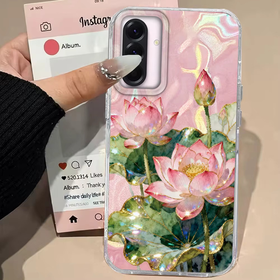 Handyhülle mit Rosa Pfingstrose und Lotus Print für Samsung Galaxy A56 A55 A16 A57 A07 A17 A26 A54 A15 A13 A36 A25 A35 A14 A34 A12 in Pink - Bild 2