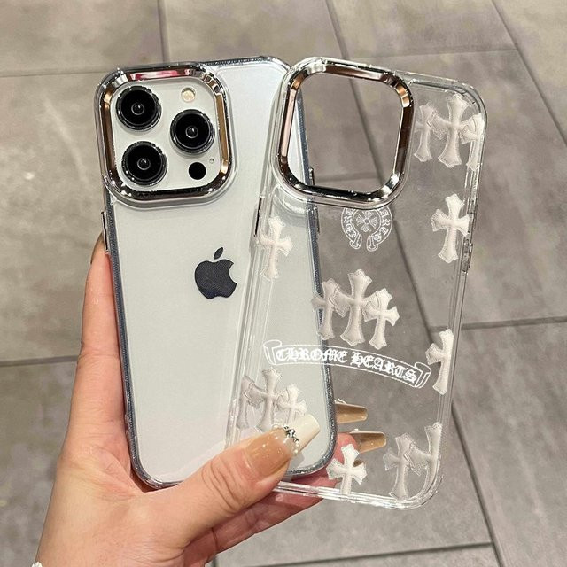 INS Cross Handyhülle für iPhone 17 16 15 14 13 12 Pro Max Plus in Silber mit C-Chrom-H-Herzen Design - Bild 1