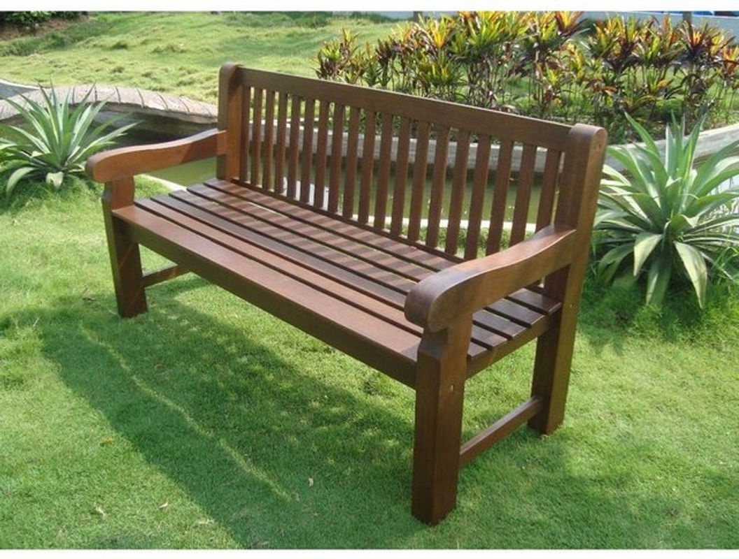 DEGAMO Gartenbank BRISTOL 3-Sitzer aus Eukalyptus Holz in Braun dunkel geölt im Kolonialstil - Bild 2