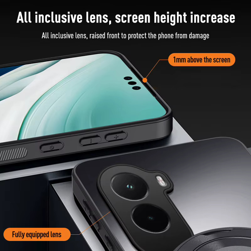 EUCAGR Schutzhülle für Xiaomi Poco M7 in Blau mit integriertem Ständer und mattem Frosted-Finish aus PC und TPU - Bild 5