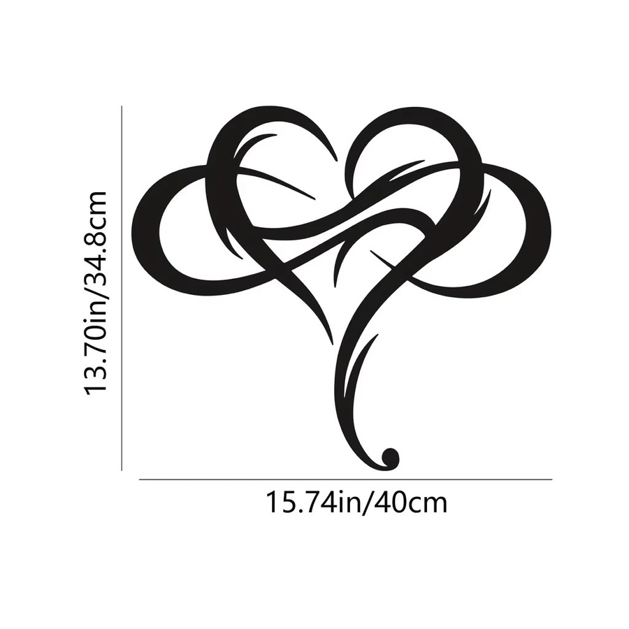 HelloYoung Wanddekoration aus Metall in Schwarz, geometrisches Unendlichkeits-Herz-Set als moderne Stahlkunst für dein Zuhause oder deine Hochzeit - Bild 2