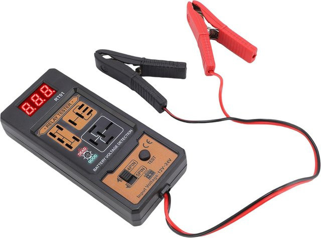 Relais Tester und Automobil Relais Analysator für 12V und 24V, Batteriespannungsprüfer und Diagnosewerkzeug für 4 Pin und 5 Pin, Schwarz - Bild 1