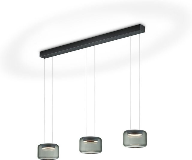 Knapstein Sidra-3 LED-Pendelleuchte in Schwarz mit Glas und Metall, dimmbar und höhenverstellbar - Bild 1