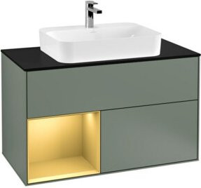 V&B Waschtischunterschrank Finion 100 mit Wandbeleuchtung in Lackausführung, Breite: 100 cm, Höhe: 50,1 cm, Tiefe: 50,1 cm - Bild 1