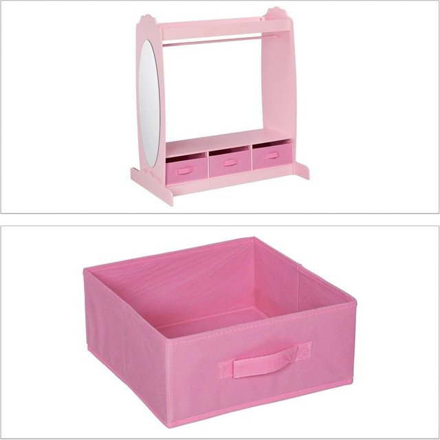 Relaxdays Kinder Kleiderständer aus MDF in Rosa mit Spiegel, H x B x T: 107 x 97,5 x 61 cm - Bild 1