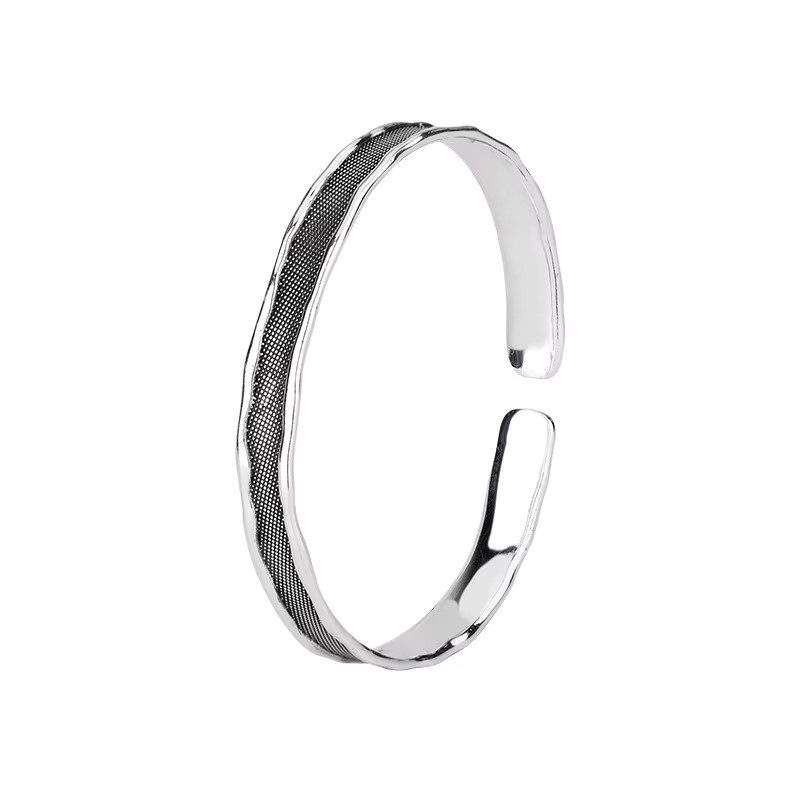 Öffnungsarmband 925 Sterling Silber, Retro Geometrie, Unisex - Bild 5