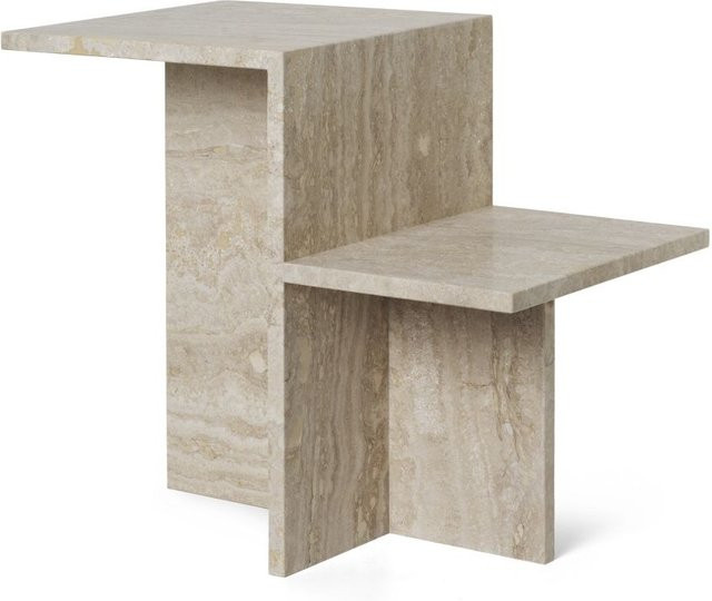 Ferm Living Distinct Beistelltisch aus Naturstein in Beige und Braun mit quadratischer Form und mattem Finish - Bild 1