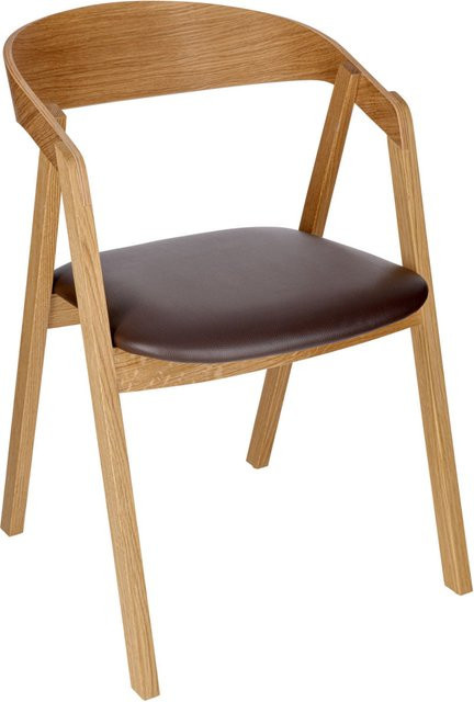 VEGA Stapelstuhl Calma aus Kunstleder in Braun mit Gestell in Eiche, 2er Pack, B/T/H: 54 x 53 x 79 cm - Bild 1
