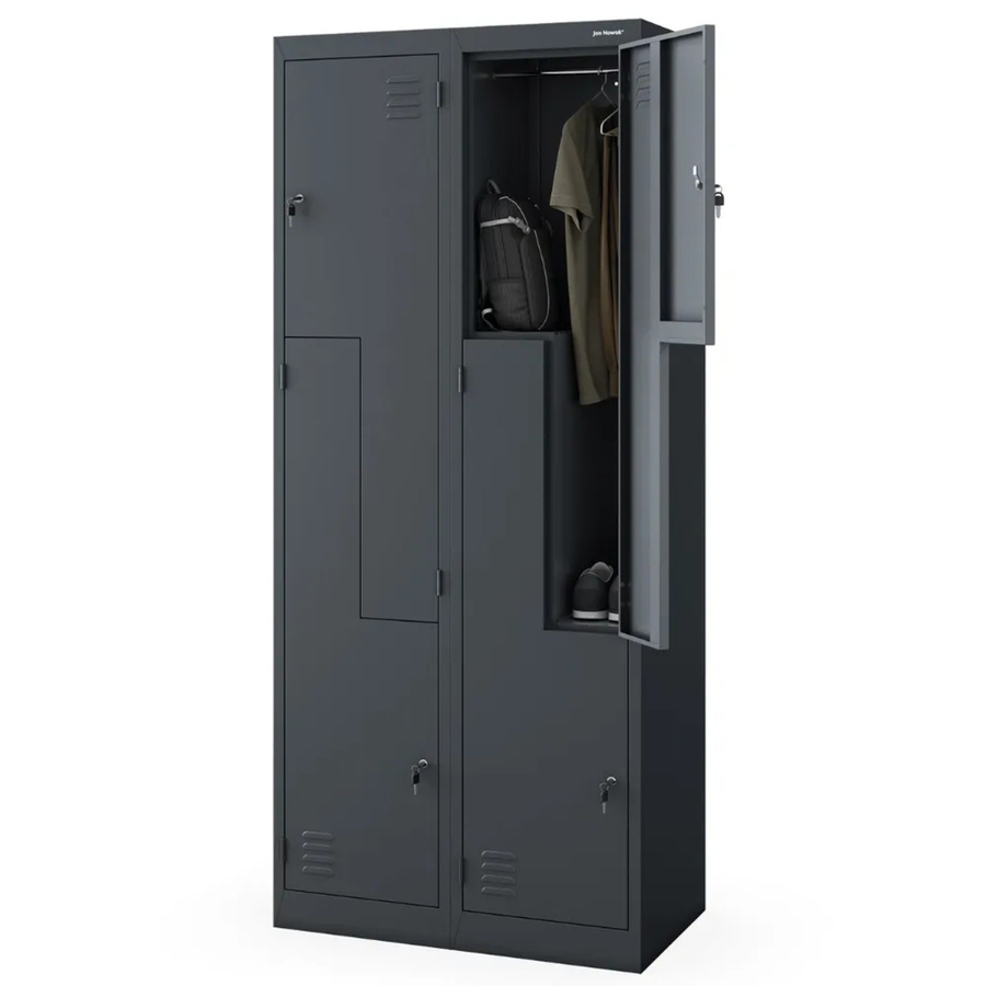 JAN NOWAK Umkleideschrank Spind JULIA mit 4 Abteilen in Anthrazit, Höhe: 185 cm, Breite: 80 cm, Tiefe: 45 cm - Bild 2