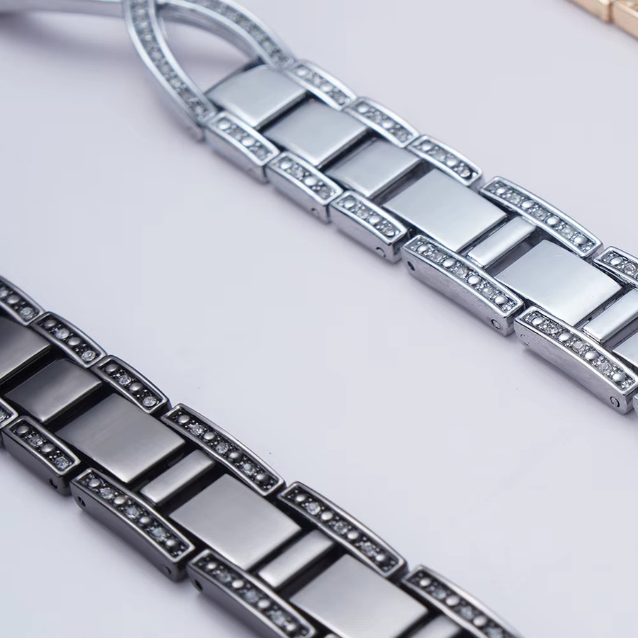 AZMAX Uhrenarmband Edelstahl, Kristall, Silber, Damen - Bild 3