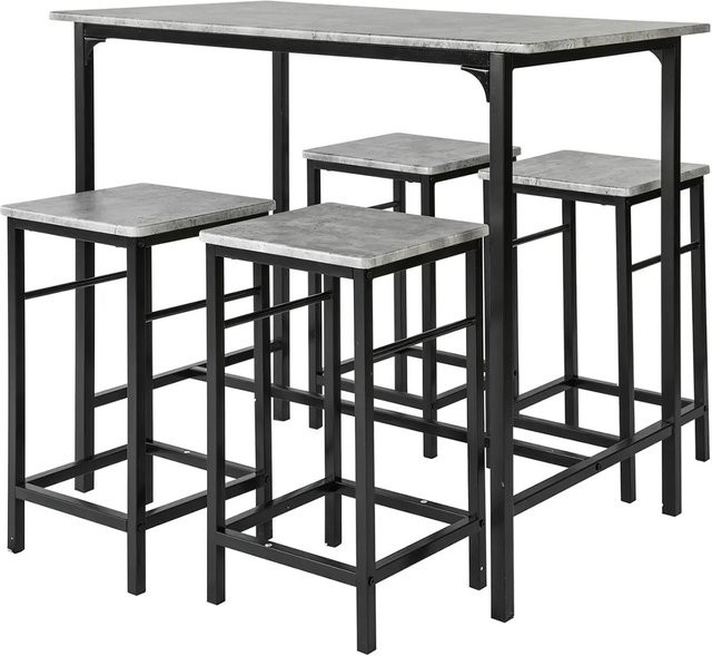 SoBuy Essgruppe OGT11 Bartisch Set 5-teilig in Grau-Schwarz mit 4 Hockern - Bild 6