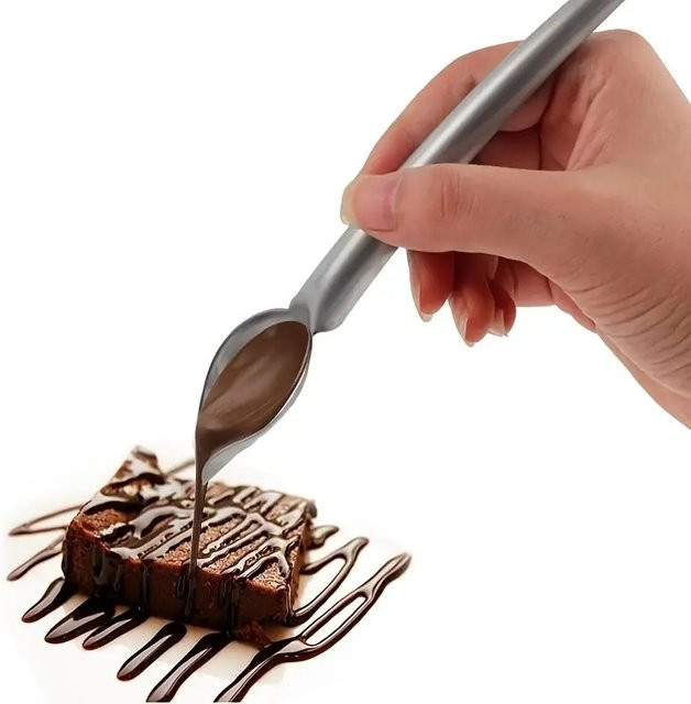 ALICAKE Schokoladen-Creme-Löffel aus Edelstahl in Silber für Kaffee, Backen und Kuchen-Dekoration - Bild 1