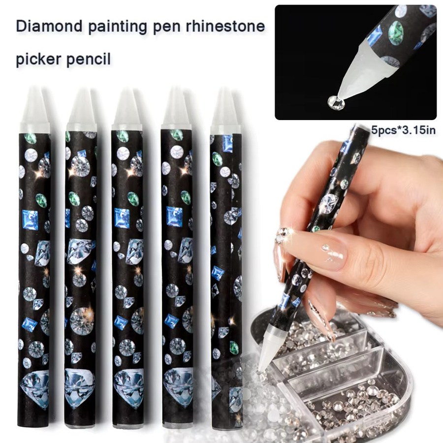 5-teiliges Nagelkunst-Strass-Stift-Set, klebriger Harzstift und Wachsstift - Bild 3