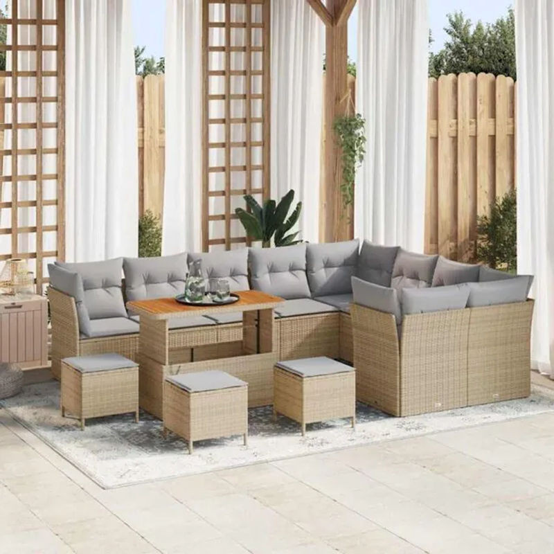 Modernes Garten-Sofa-Set aus Poly-Rattan in Beige von vidaXL, 13-teilig - Bild 1