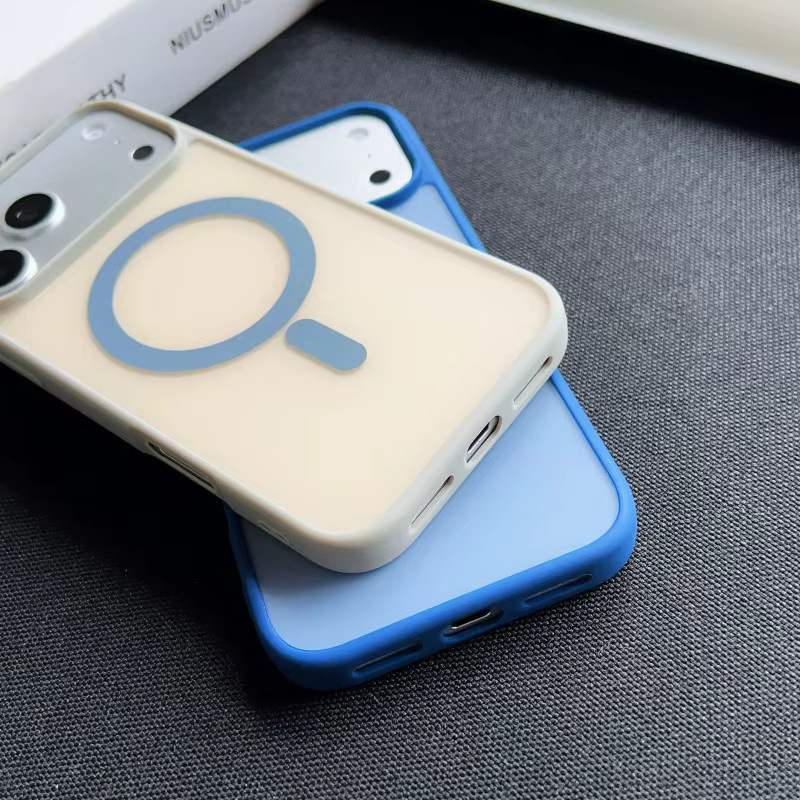 SUNWARD MagSafe Handyhülle für iPhone in Gold, matte magnetische Stoßfeste Panzerhülle mit farbigem Stoßfänger - Bild 3