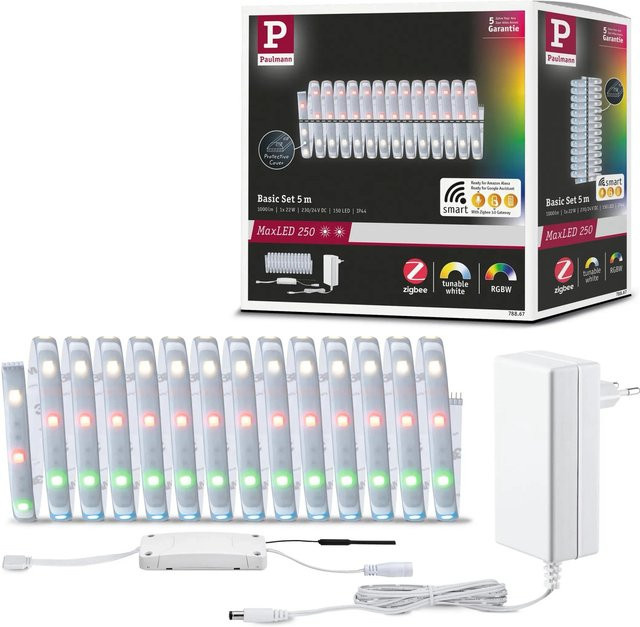 Paulmann MaxLED Smart Home Zigbee Basis-Set RGBW LED Strip mit 250 LEDs, mehrfarbig, Länge: 5 m - Bild 1