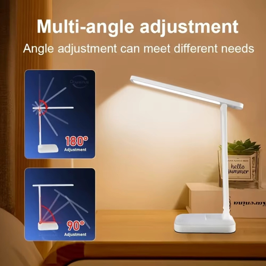 Leclstar LED Schreibtischlampe in Weiß mit Touch-Steuerung, dimmbar und USB-Anschluss, faltbare Leselampe für Home Office und Studium - Bild 2