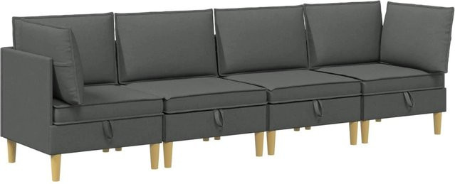 vidaXL Wohnzimmergarnitur aus Stoff in Dunkelgrau mit Ecksofas, Mittelsofas und Kissen - Bild 1