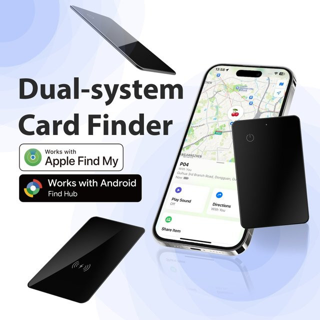 Leapii SmartCard Wallet Tracker in Schwarz, Bluetooth-Artikelfinder kompatibel mit Apple Find My (iOS) und Google Find My Device (Android) - Bild 1