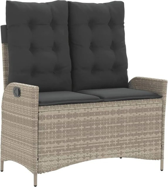 vidaXL Gartenbank aus Poly Rattan mit Kissen in Grau, B/T/H: 104 x 59 x 93 cm - Bild 1