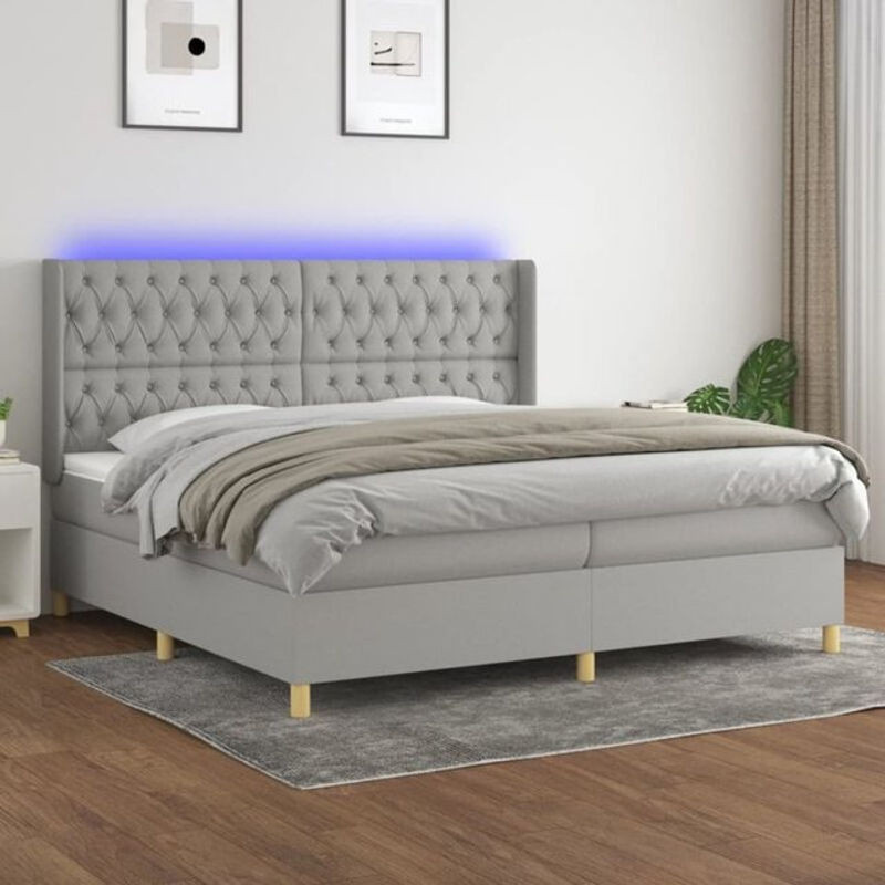 Vidaxl Boxspringbett mit Matratze in Grau aus Stoff, B/T: 200 x 200 cm - Bild 1