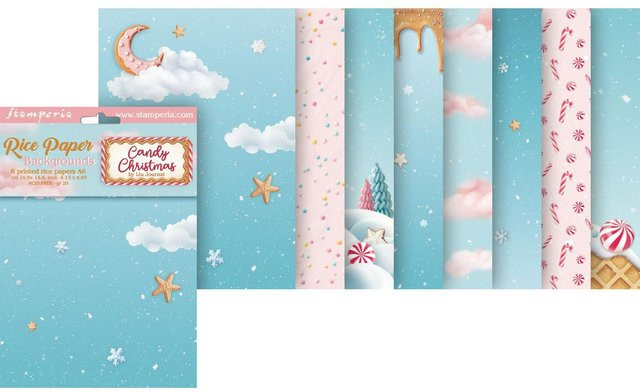 Stamperia Motiv-Strohseide Backgrounds Candy Christmas in Multicolor, Format A6 - Bild 1