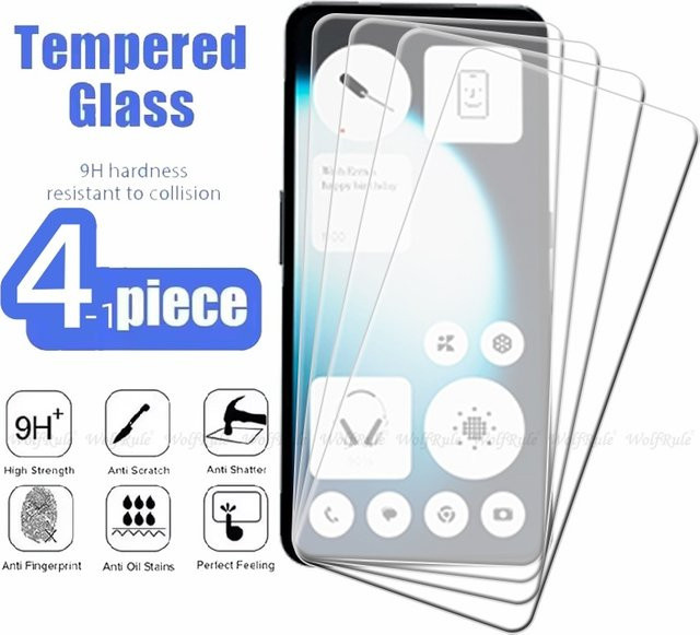 Nothing Phone 3A Lite Displayschutzfolie aus Glas 9H, transparent, 4-teiliges Set - Bild 1