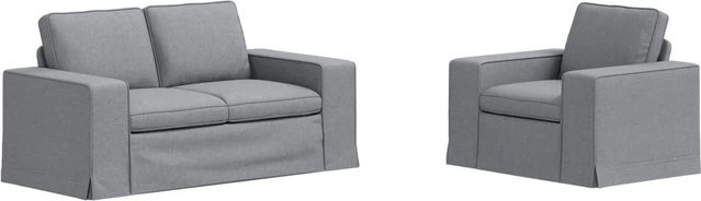 vidaXL Sofa 2-teilig Hellgrau mit Stoffbezug und Metallrahmen B/T/H: 162 x 80 x 82 cm und 103 x 80 x 82 cm - Bild 1