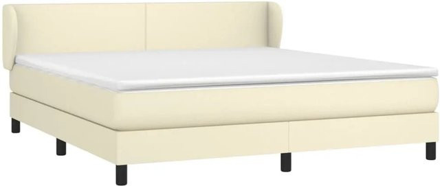 vidaXL Boxspringbett mit Matratze in Beige aus Kunstleder und Stoff mit Taschenfederkern B/T: 160 x 200 cm - Bild 1