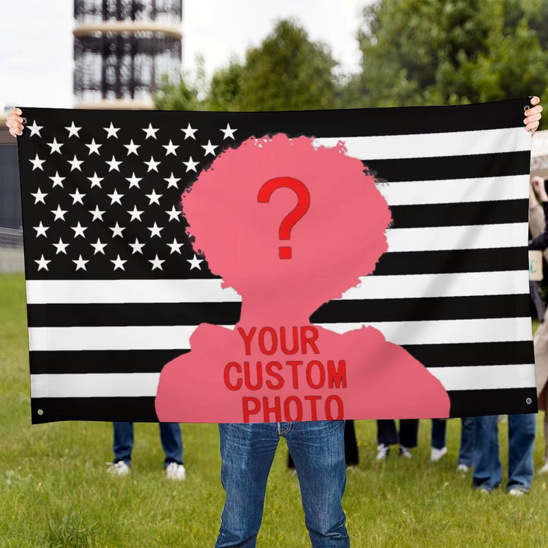 Personalisierter Wandteppich mit schwarzer amerikanischer Flagge und Foto-Druck, Textil-Wandbehang B: 150 cm, H: 90 cm - Bild 3