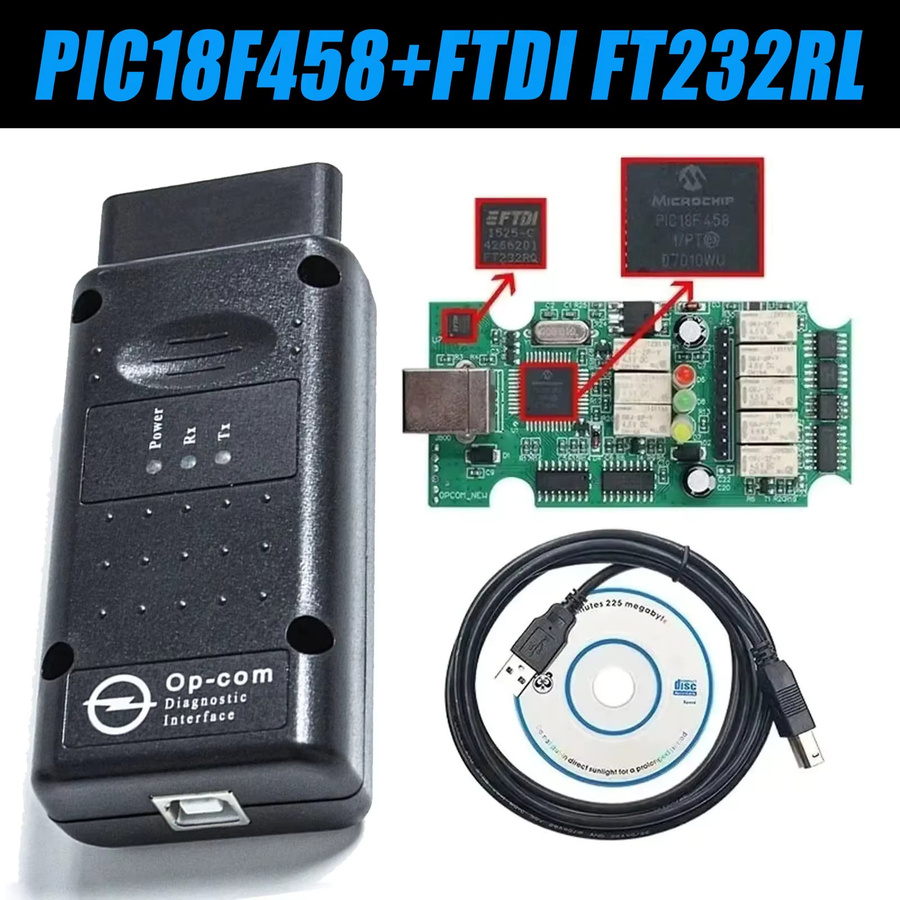 Opcom Diagnosegerät für Opel mit PIC18F458 FTDI Chip und CAN BUS, Bluetooth, Schwarz - Bild 5