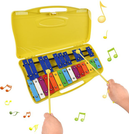 TOMTOP JMS Glockenspiel Xylophon, 25 Notizen, Bunte Metalltasten, Gelb