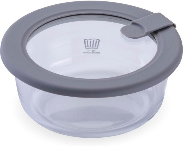 Fackelmann Chefkoch Vorratsdose aus Glas, rund, transparent/grau, 400 ml - Bild 1
