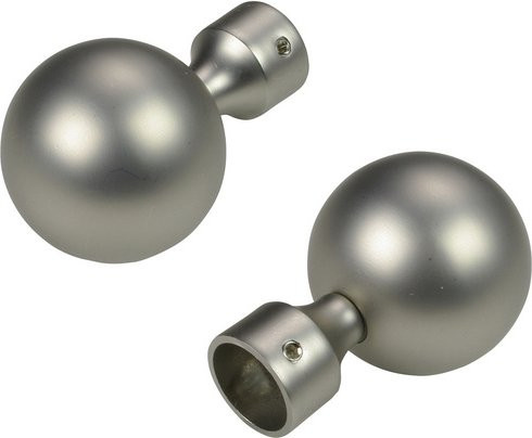 LIEDECO Endstück Kugel aus Metall für Stangen, 2 Stück, Silber, Durchmesser: 16 mm - Bild 1