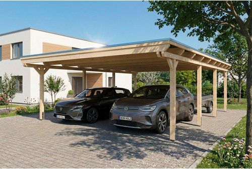 SKANHOLZ Carport Emsland aus Fichte mit EPDM-Dach in Beige, B: 609 cm, T: 846 cm - Bild 1