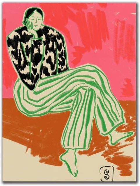 Abstraktes Frauen Porträt Leinwandgemälde im nordischen Stil von Fairy Art Gallery, Wandkunst Poster in Multicolor, Breite: 60 cm, Höhe: 80 cm, ungerahmt - Bild 1