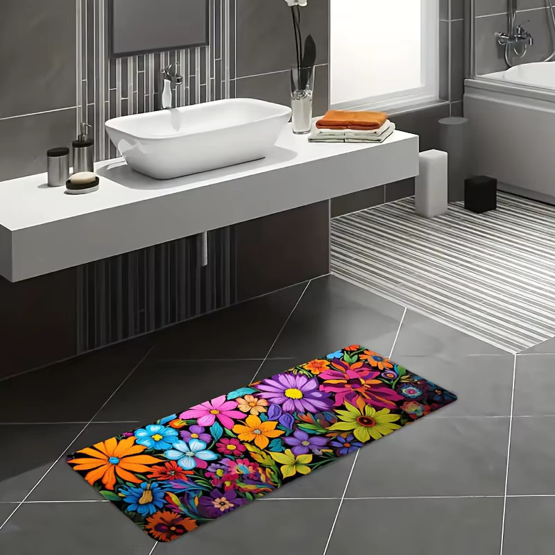 VIKAMA Küchenmatte mit floralem Blumenmuster aus Plüsch-Polyester in Multicolor - Bild 6