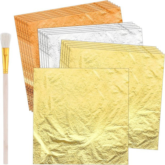150 Stück Gold Blatt Flakes aus Kupferfolie für DIY Harz Kerzen Gips und Nageldesign - Bild 1