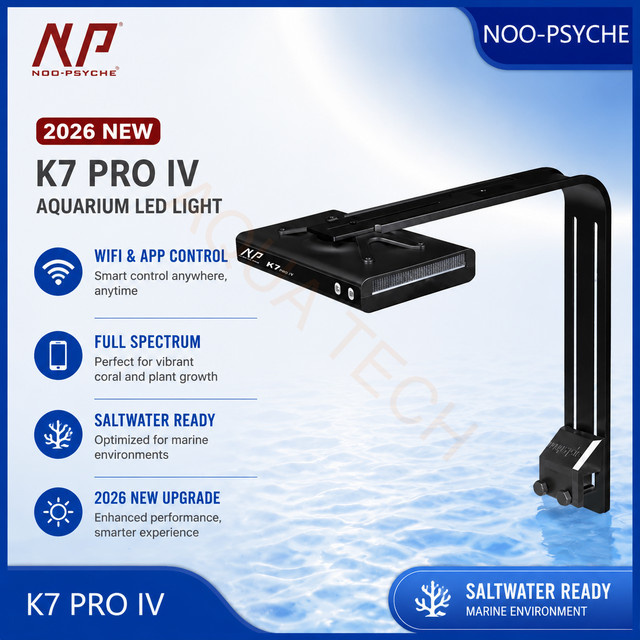 NooPsyche K7 PRO IV V4 Vollspektrum LED-Leuchte für Korallenriffe, 100W, WLAN-App-Steuerung, Schwarz - Bild 1