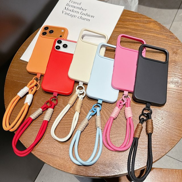 Stoßfeste Lanyard-Telefonhülle für Apple iPhone 17 Pro Max 16 15 Plus 14 13 12 Air mit Handgelenkseil in Blau - Bild 1