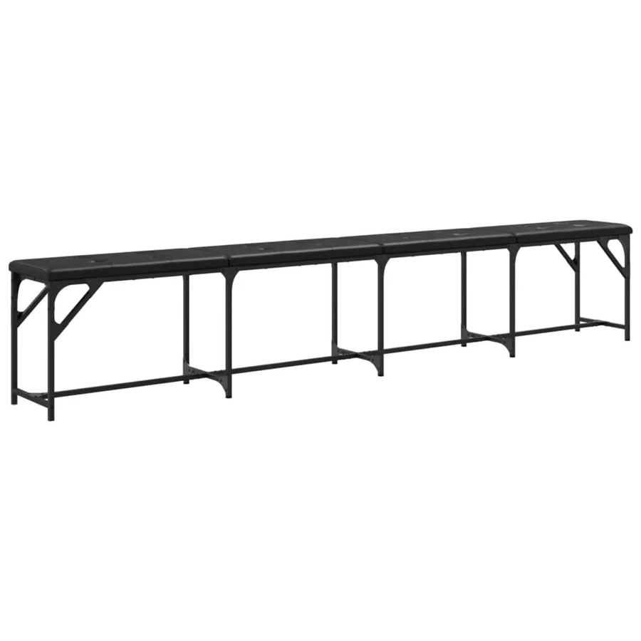vidaXL Essbank in Schwarz aus Stahl und Kunstleder, B/T/H: 248 x 32 x 45 cm - Bild 2